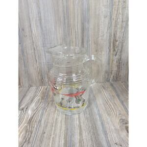 Vintage Pheasant Pitcher, Hazel Atlas Glass 80 oz